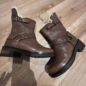 Superdry Brown Winter Boots with Faux Fur